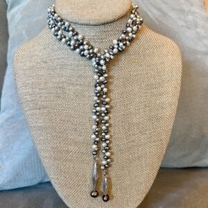 Erica Zap Freshwater Pearls & Sterling Silver Lariat Necklace